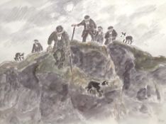 SIR KYFFIN WILLIAMS RA (1918-2006) digital print - 'Farmers on a Ridge', 28 x 36cms