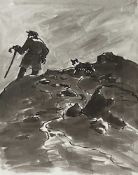 SIR KYFFIN WILLIAMS RA (1918-2006) artist's proof - 'Shepherd on Hill and Dog', signed, 50 x 40cms