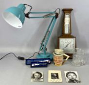 ASSORTED COLLECTABLES, including modern turquoise Anglepoise lamp, Walker & Hall mahogany cased