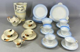 ART DECO TABLEWARE, to include Burleigh ware jug, cream with grey and yellow bands and leaves, 22cms