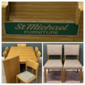 MODERN LIGHT OAK EXTENDING DINING TABLE with centre leaf, 76 (h) x 195 (w) x 95cms (d) extended,