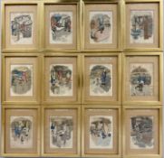 FRANCIS WHEATLEY (1747-1801) set of 35 coloured stipple engravings - humorous figures, all titled,