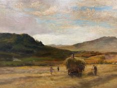 UNKNOWN BRITISH SCHOOL (late 19th/early 20th century) oil on canvas - haymaking, indistinctly signed