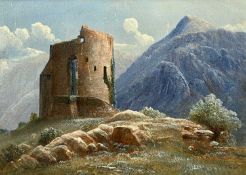‡ THOMAS FINCHETT (1858-1931) oil on canvas - entitled 'Dolbadarn Castle', signed lower right, 25