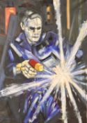 ‡ CARL F. E. HODGSON (1934-2016) oil on canvas - portrait of a welder, signed and dated 1992 lower