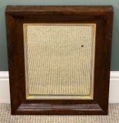 RECTANGULAR DARK WOOD CUSHION FRAMED WALL MIRROR, 49 x 41cms Provenance: private collection Gwynedd