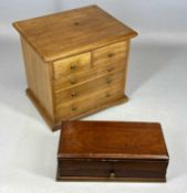19TH CENTURY MAHOGANY COLLECTOR'S CABINET in the form of a chest of drawers, 23 (h) x 25.5 (w) x