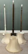 THREE VARIOUS STANDARD LAMPS, one with carved and fluted twist column and base, 166cms (h) the