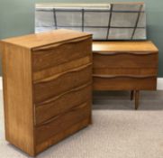 MID-CENTURY TEAK DRESSING TABLE, 111 (h) x 137 (w) x 40cms (d); and matching four-drawer chest,