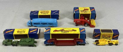 MATCHBOX SERIES MAJOR PACKS, No.1 Earth Scraper, in yellow with black wheels; no. 2 Beford car