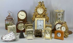 COLLECTION OF VARIOUS MANTEL CLOCKS & CARRIAGE CLOCKS, in various materials Provenance: private