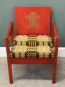 1969 PRINCE OF WALES INVESTITURE CHAIR, designed by Lord Snowdon and manufactured by Remploy, in red