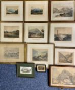 VARIOUS 19TH CENTURY LITHOGRAPHS & PRINTS, mainly North Wales scenes, Snowdon, Llyn Ogwen, Nant y