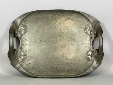 TUDRIC PEWTER FOR LIBERTY LARGE TWO-HANDLED TRAY, by Archibald Knox, stylised floral motifs, stamped