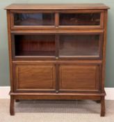 MAHOGANY WERNICKE TYPE LIBRARY BOOKCASE, three section with glazed up and over doors, 122 (h) x