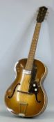 HOFNER CONGRESS ACOUSTIC GUITAR, c. 1960, arched top, sunburst body, tortoiseshell plate, no. 2375