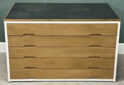 MODERN FIVE-DRAWER PLAN CHEST, 75 (h) x 122 (w) x 77cms (d) Provenance: deceased estate Conwy
