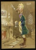 ‡ HARRY ROWNTREE (British, 1878-1950) watercolour - humorous caricature entitled 'Mine Host', signed
