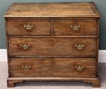 MID-18TH CENTURY SOLID WALNUT CHEST OF DRAWERS, with cross banded top and oak lined drawers, on