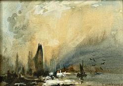 ‡ ROBERT LESLIE HOWEY (British, 1900-1981) watercolour highlighted in white - sailing ships,