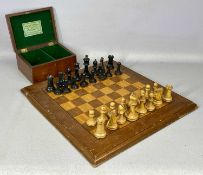STAUNTON PATTERN BOXWOOD & EBONY CHESS SET by Jaques & Son, London, with weighted chess men, in