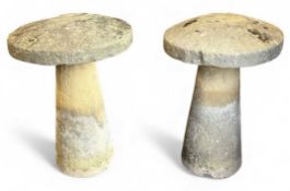 TWO ANTIQUE STADDLE STONES, 70 (h) x 54cms (diam.) Provenance: private collection Denbighshire