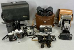 VARIOUS CAMERAS & ACCESSORIES, including Minolta SRT101 SLR camera, Swift 10x50 binoculars in
