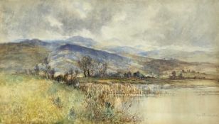 ‡ ALBERT PROCTOR large watercolour - extensive mountainous lake view, The Boydell Galleries label