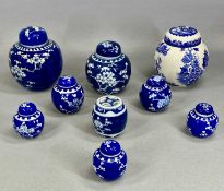 CHINESE PRUNUS BLOSSOM & OTHER GINGER JARS, with lids, 15cms (h) the tallest (9) Provenance: private