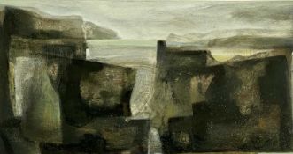 ‡ DICK CHAPPELL (b. 1954) oil on card - entitled verso 'View from Fissure', dated '94, 13 x 25cms