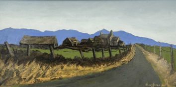 ‡ HUW GARETH JONES oil on canvas - entitled 'Fferm o flaen yr Eifl (Farm in front of Yr Eifl)',