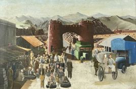 ‡ ATTRIBUTED TO ED POVEY oil on canvas - entitled verso 'The Great Wall: Route to China', unfinished