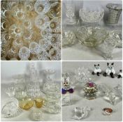 LARGE ASSORTMENT OF GLASSWARE, including Bridge Crystal square cut-glass decanter and stopper,