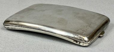 LARGE GEORGE V SILVER CIGARETTE CASE of curved form, engine turned decoration, William Haseler,