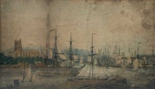 EARLY 19TH CENTURY watercolour - Bristol docks, unsigned, 22 x 37cms Provenance: private