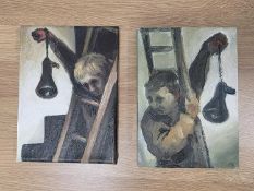 GUSTAVIUS PAYNE (b. 1969) pair acrylic on stretched canvas - entitled verso 'The Voice of Progress',