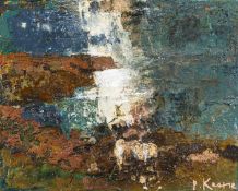 PETER KETTLE oil and mixed media on canvas - 'Eye of the Storm (near Little Haven) Pembrokeshire',