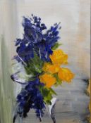 RICHARD O'CONNELL oil on board - entitled verso 'Flower Study no. 1', signed and dated 2024 verso,