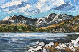 MARTIN LLEWELLYN palette knife, oil - 'Winter's Morning - Capel Curig', signed verso, 90 x 70cms