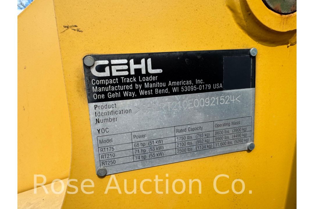 2016 Gehl RT-210 High Flow Skid Steer (Rockville, VA) - Image 3 of 28