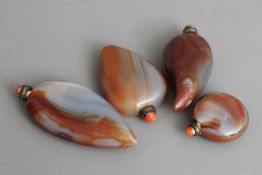 4 chinesische Snuff Bottles aus Achat