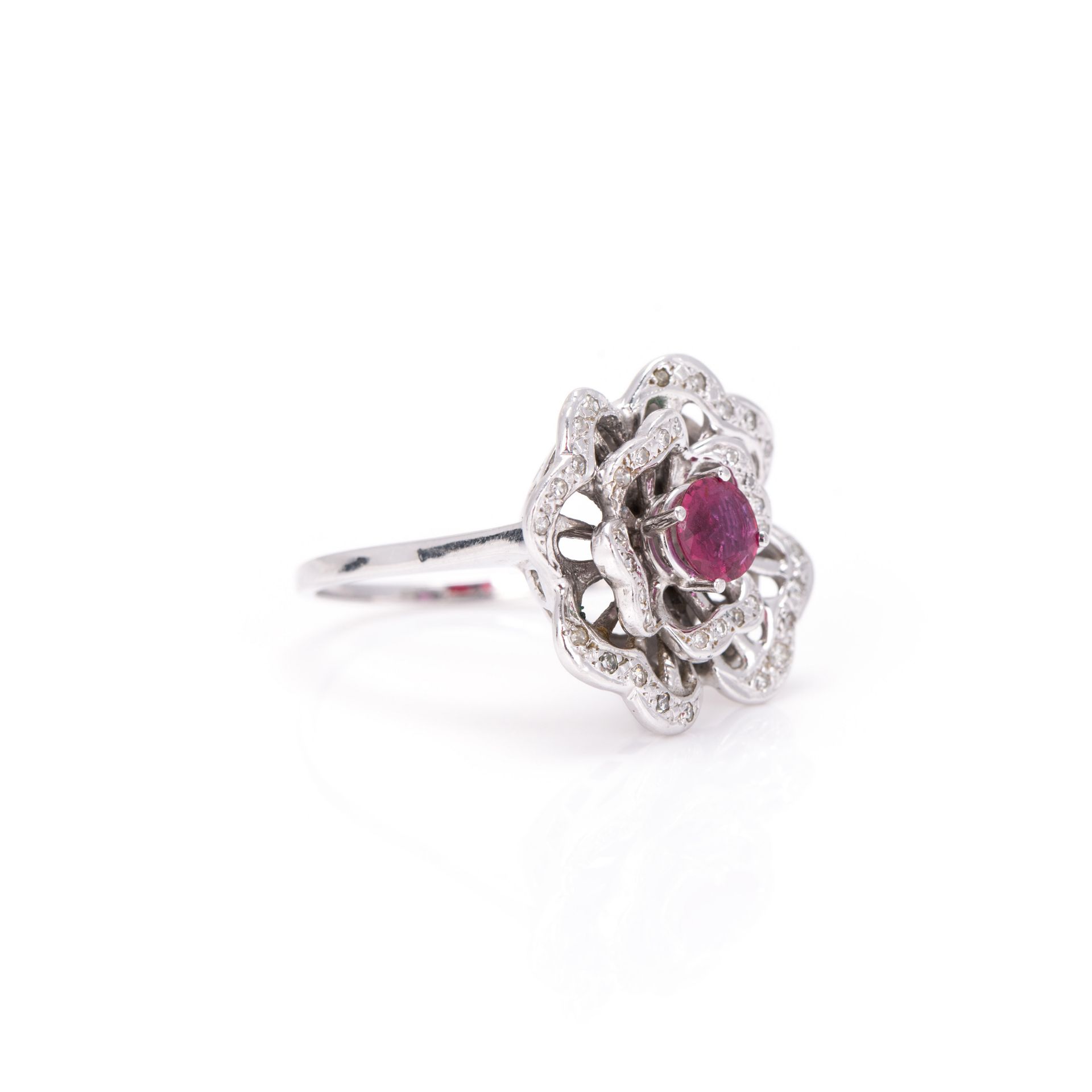 Diamant-Rubin-Blütenring - Bild 2 aus 4