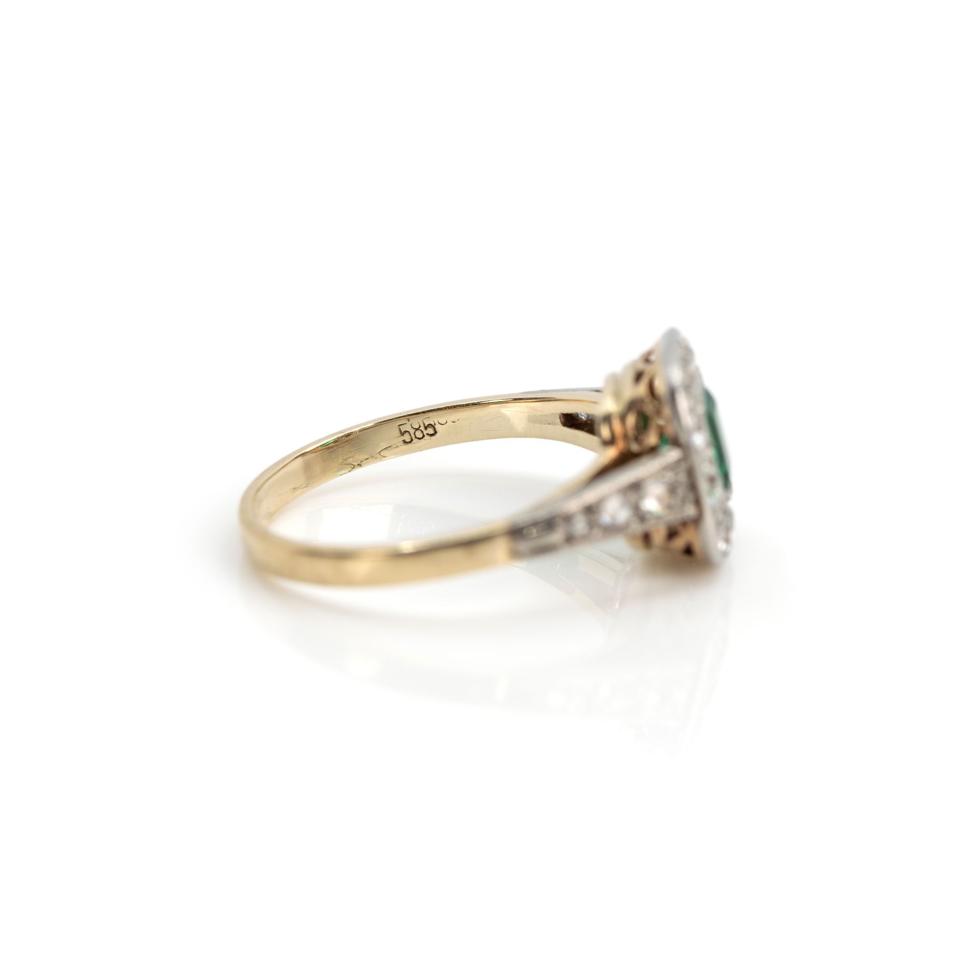 Art déco Diamant-Smaragdring - Bild 5 aus 5