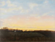 Landschaft mit Sonnenuntergang