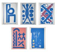 5-tlg., Konvolut Grafiken, jeweils ohne Titel