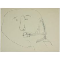 George Fullard ARA (1923–1973) Abstract Head  Signed lower right, "Fullard 60" Pencil drawing on