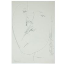 George Fullard ARA (1923–1973) Female Head  Signed lower left, "Fullard 59" Pencil drawing on paper