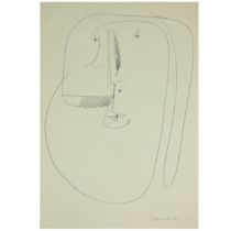 George Fullard ARA (1923–1973) Abstract Head  Signed lower right, "Fullard 60" Pencil drawing on