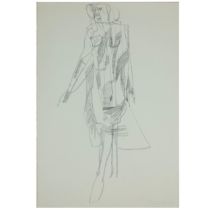George Fullard ARA (1923–1973) Standing Female Signed lower right, "Fullard 59" Pencil drawing on