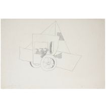 George Fullard (1923–1973) Fallen Bastion/Boat  Signed lower left, "Fullard 1964" Pencil drawing